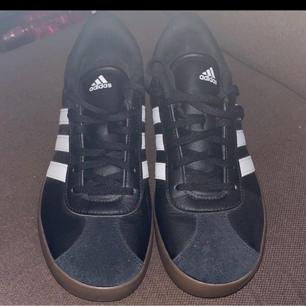 adidas Men’s Black Sneakers with White Stripes